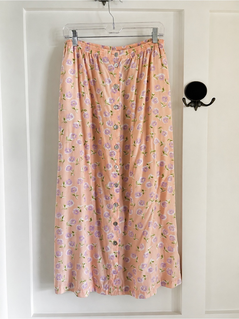 Vintage pastel floral midi skirt